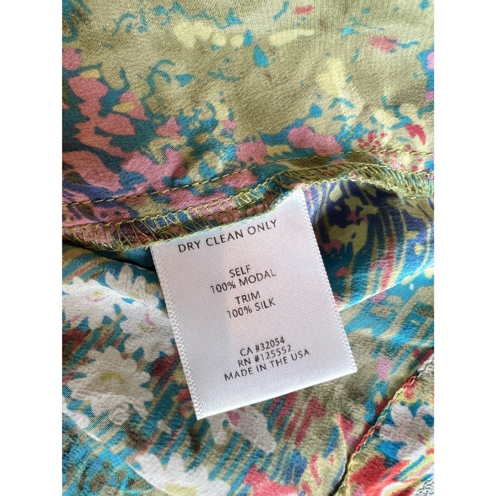 Anthropologie Dolan Floral Watercolor Blouse Medium Silk Blend‎ Boho 3/4 Sleeve - Picture 6 of 8